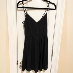 Black Mini Dress—criss cross straps —size Small